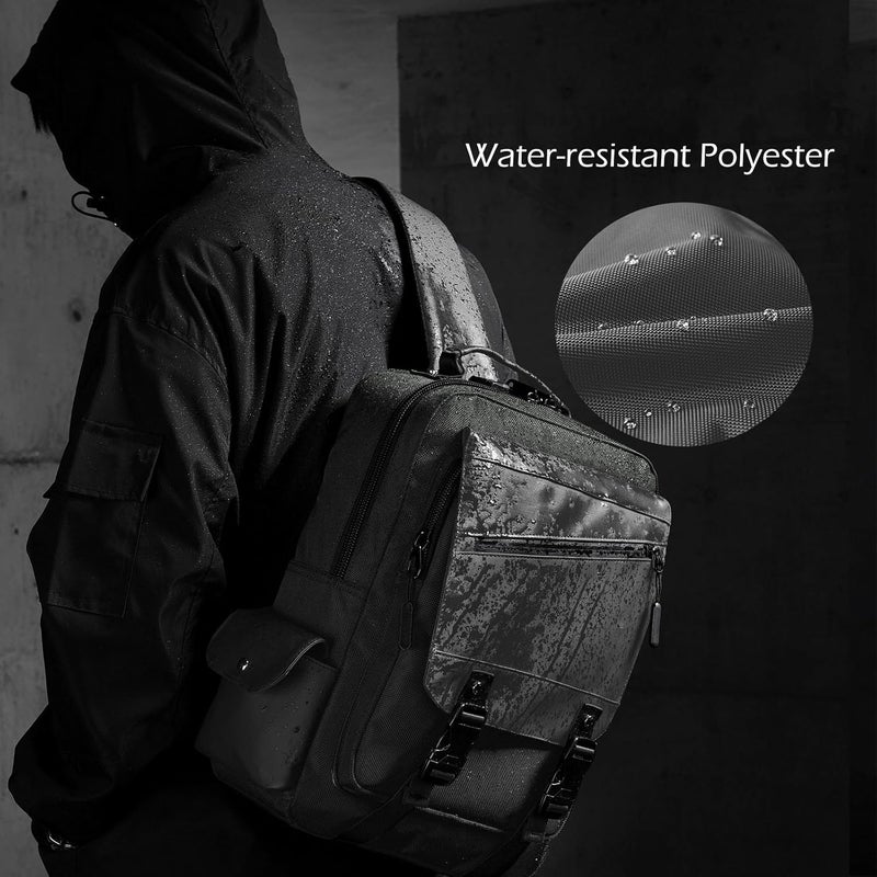 Leaper Crossbody Messenger Bag for Men: 13L Multi-pocket Satchel Sling Shoulder Bags for Travel Daily Work - Women Single Strap Backpack for Cycling,Hiking -Laptop Sling Bag for Men 14 inch,DarkGreen - Image 5